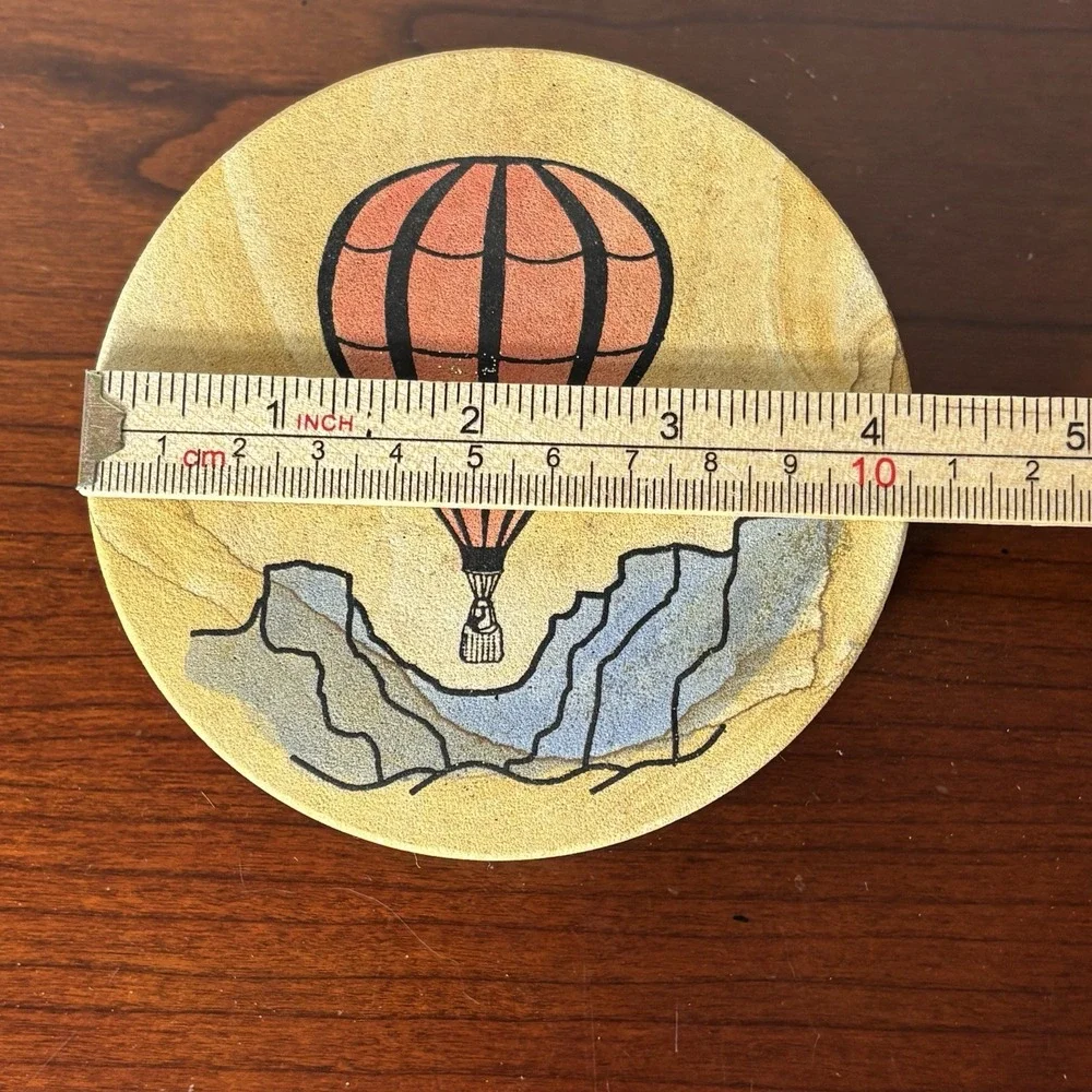 Set(4) Thirstystone Hot Air Balloon Coasters Natural Sandstone w/Cork Back
